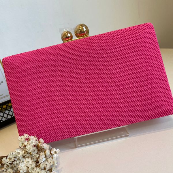 Clutch pink fecho duas esferas metal dourado