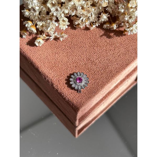 Pingente Charm Flor Safira Rosa Para Pulseira