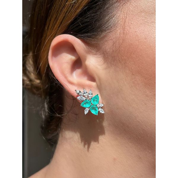 Brinco EarCuff Gotas Turmalina Prateado