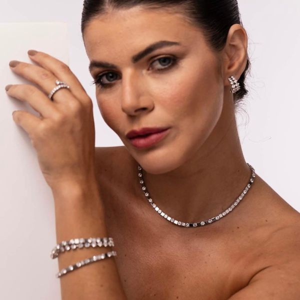 Pulseira Block Mesclada Prateada