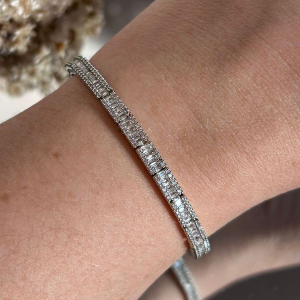 Pulseira Riviera Baguete Prateada