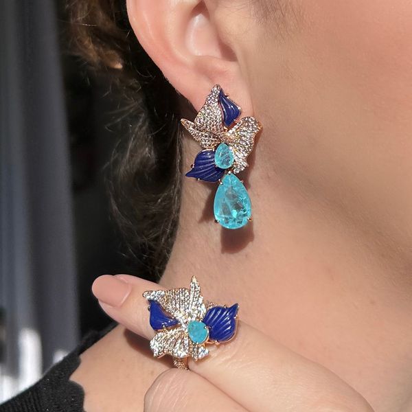 Conjunto Brinco E Colar Lorena Azul