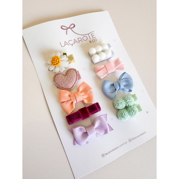 Kit Doce Espera Laços Mini - 11 Unidades (Presilhas) Cores da Foto