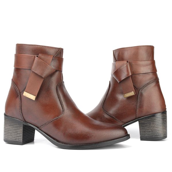 Bota Couro Feminina Cano Curto Casual Pinh o