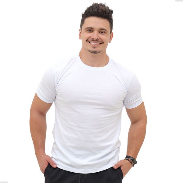 Camiseta Masculina Básica Unissex Lisa 100% Em Algodão Branca