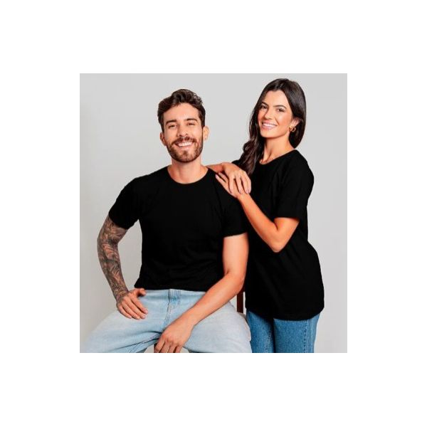 Camiseta Unissex Básica Lisa 100% Em Algodão Preta