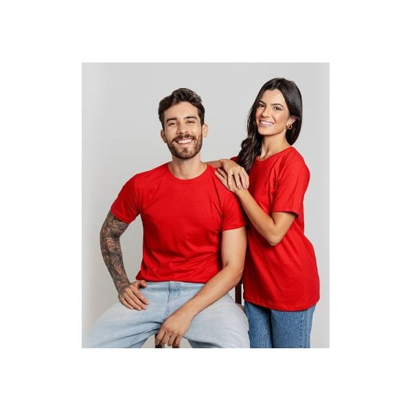 Camiseta Unissex Básica Lisa 100% Em Algodão Vermelha