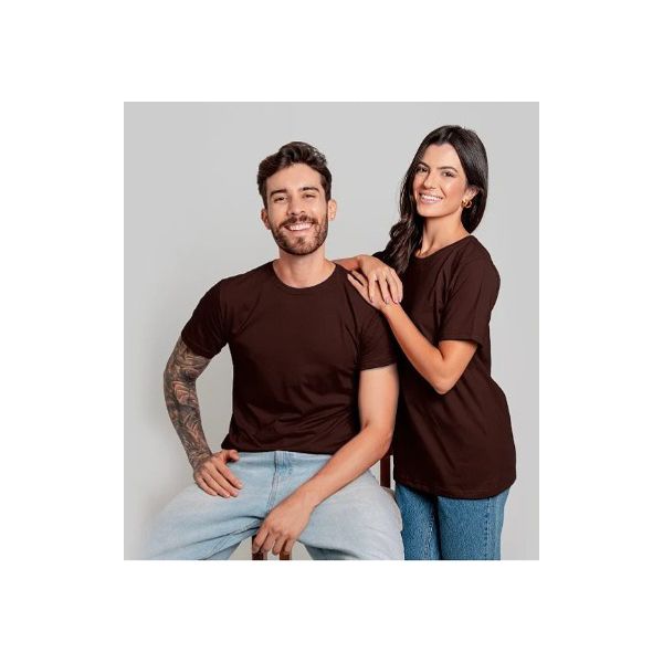 Camiseta Unissex Básica Lisa 100% Em Algodão Marrom