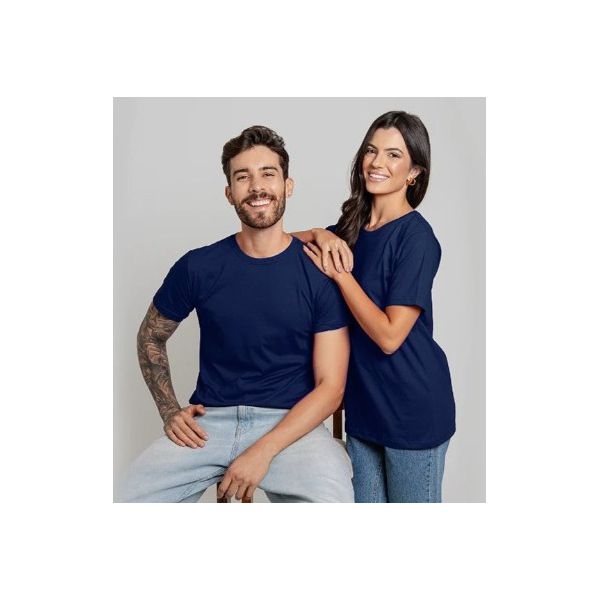 Camiseta Unissex Básica Lisa 100% Em Algodão Azul Marinho