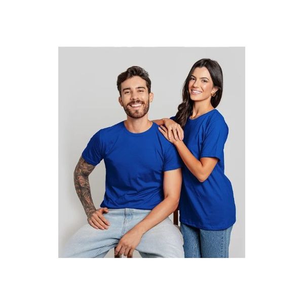 Camiseta Unissex Básica Lisa 100% Em Algodão Azul Bic