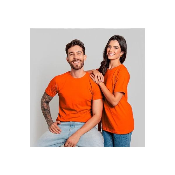 Camiseta Unissex Básica Lisa 100% Em Algodão Laranja