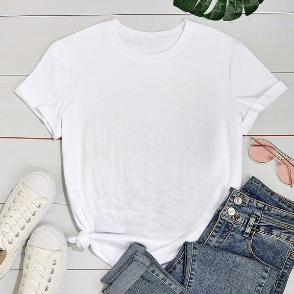 Camiseta Feminina Básica Unissex T-shirt Lisa 100% Em Algodão Branca