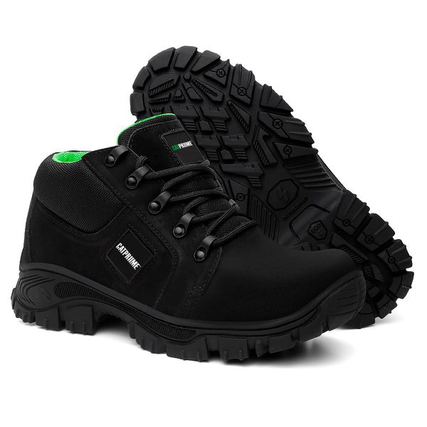 Bota Cano Baixo Catpriime De Segurança Trabalho Epi - Preto com Verde Limão