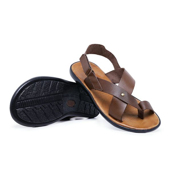 Sandália Masculina Nomad Tira Cruzada Couro Legítimo Marrom– Confortável e Estilosa