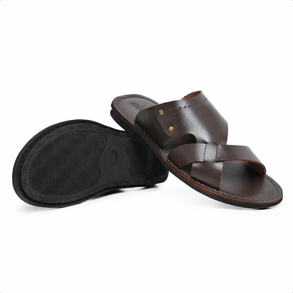 Chinelo Sandália de Couro Masculina Saara Marrom – estilo tropical e despojado