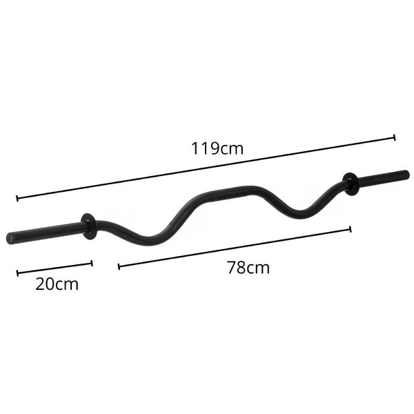 Barra w Musculação Oca Preto 120cm