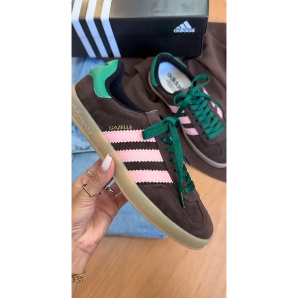 Tênis Adidas Gazelle Indoor Café Rosa e Verde