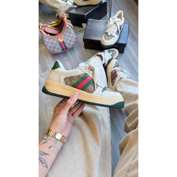 Tênis Feminino Gucci Screener em Plataforma Multicolor Verde