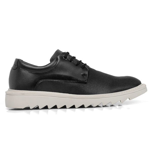Sapato Masculino Oxford Amarração Cadarço Casual Moderno Social Tratorado Preto