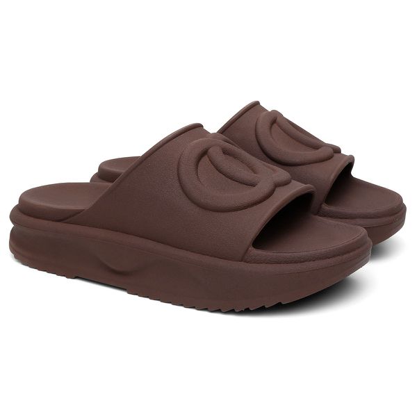 Papete Feminino Slide Nuvem Confortável Leve Macia Marrom