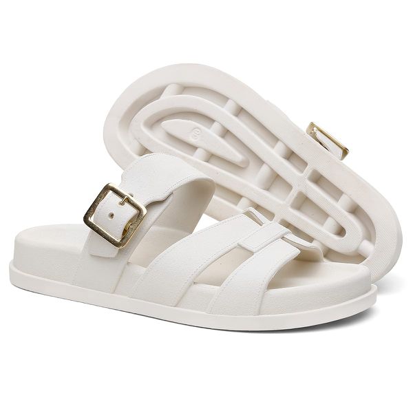Sandalia Nuvem Microexpandido Feminino com Fivela - Off White