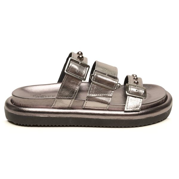Sandalia Papete Flatform Feminina em Couro Mila Inox - Leveza e Modernidade