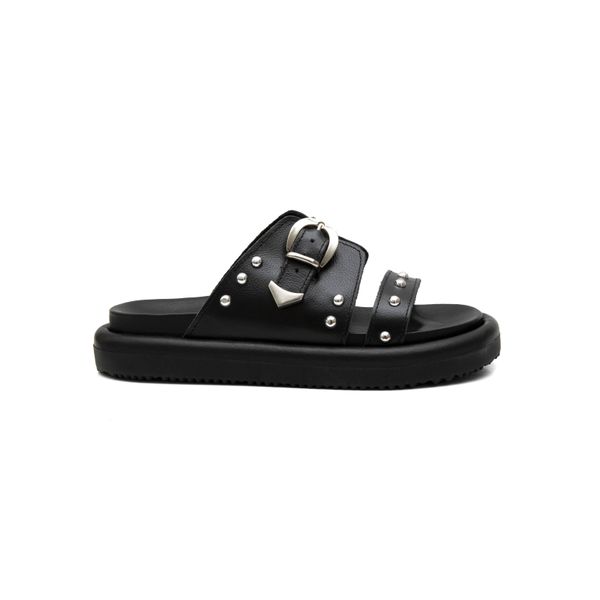 Sandalia Papete Flatform Feminina em Couro Emy Preto - Conforto e Estilo Casual