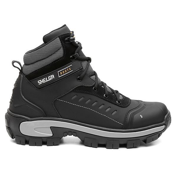 Bota Shelga Saara Cano Médio Couro Legítimo Biqueira Termoplástica Preto