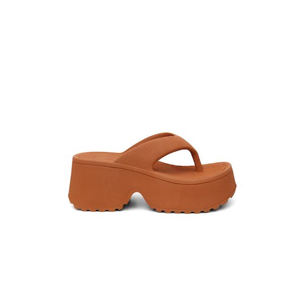 Tamanco Plataforma Feminina Chinelo Flatform Conforto – Caramelo