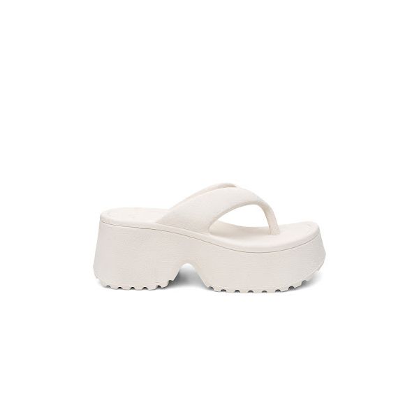 Tamanco Plataforma Feminina Chinelo Flatform Conforto – Off White