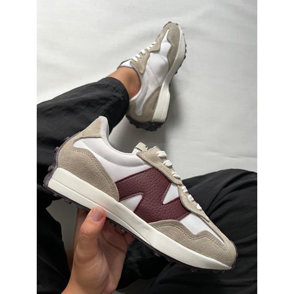 Tênis Casual Feminino New Balance 327 V1 - Off com Marsala 