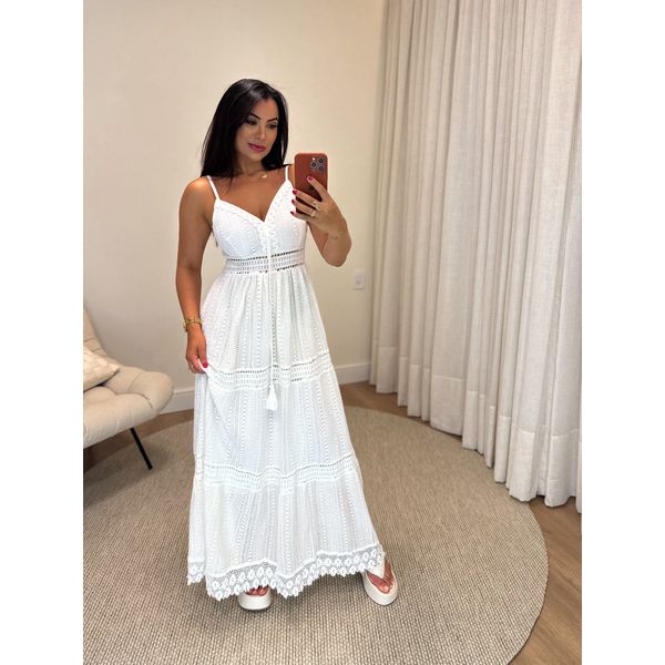 Vestido longo outlet croche branco