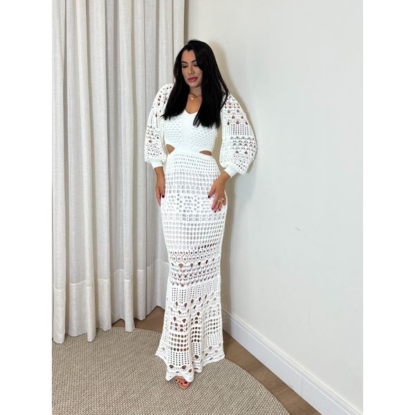 Vestido Tricot Longo Dubai Branco