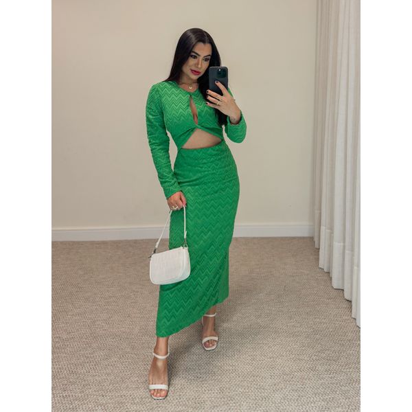 Vestido Manga Longa Amélia Verde