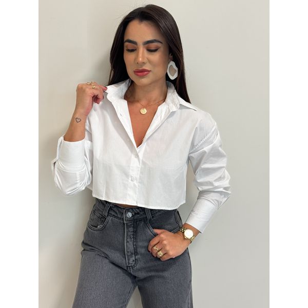 Cropped Camisa Tricoline Portugal Branco