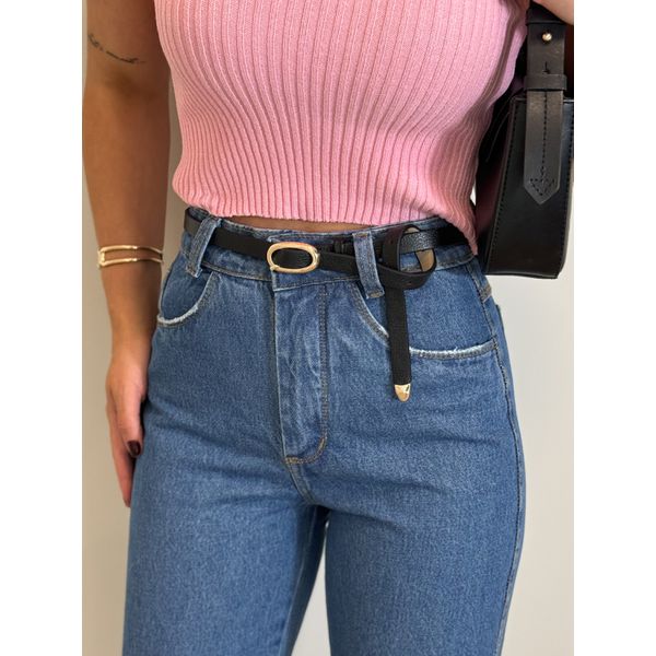 Cinto Couro Basic Malu Preto