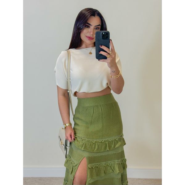 Cropped Tricot Lúcia Areia