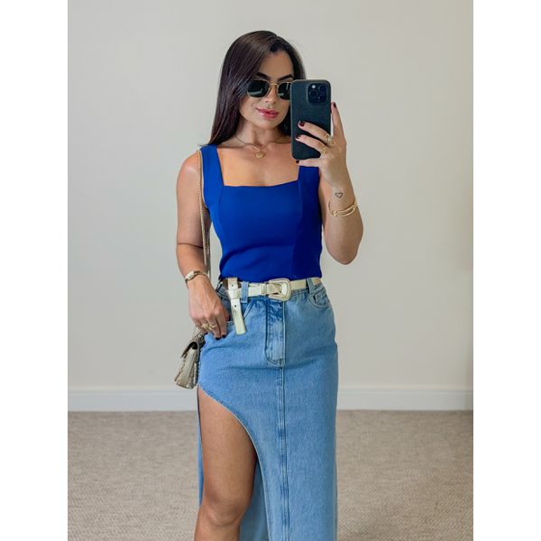 Cropped Alça Luiza Azul