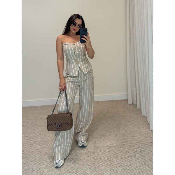 Conjunto Listrado Areia