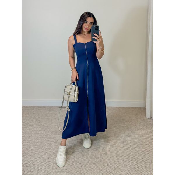 Vestido Midi Ziper Marinho 