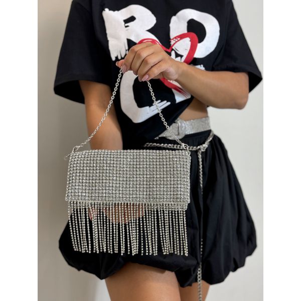 Bolsa Festa Franja Prata