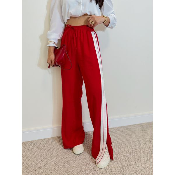 Calça Pantalona Listra Líbano Vermelha