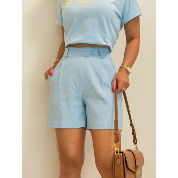 Short Linho Jéssica Azul 