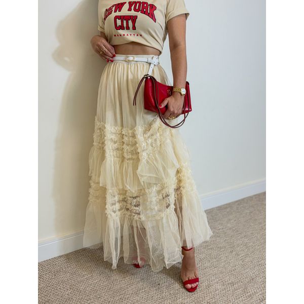 Saia Tule Veneza Creme 