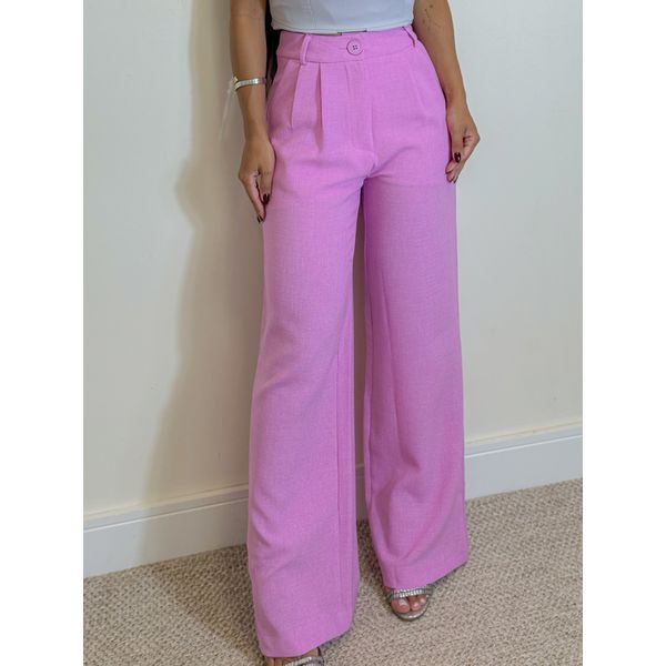Calça Pantalona Linho Rosa