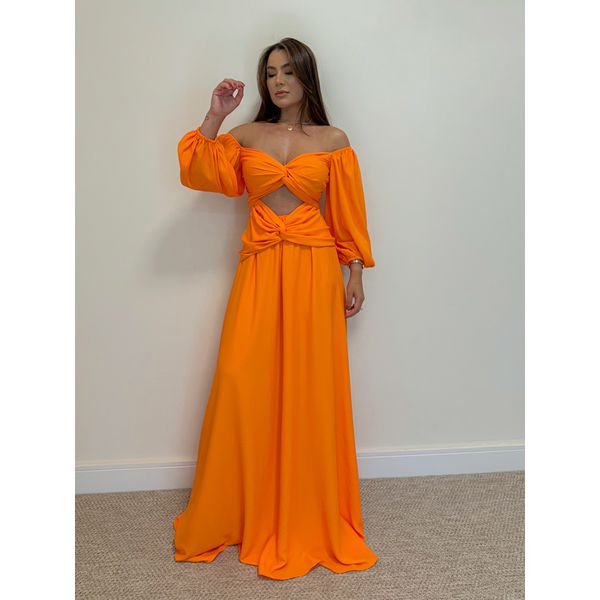 Vestido Longo Festa Laranja