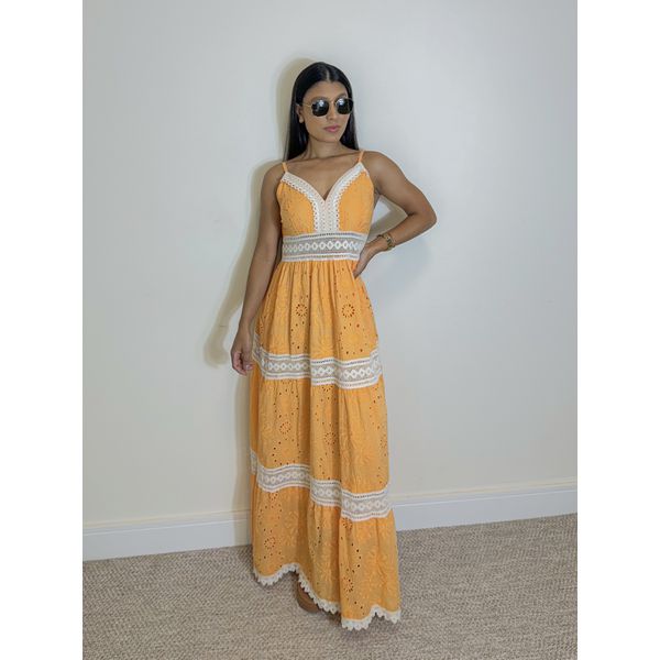 Vestido Longo Laise Acapulco Laranja