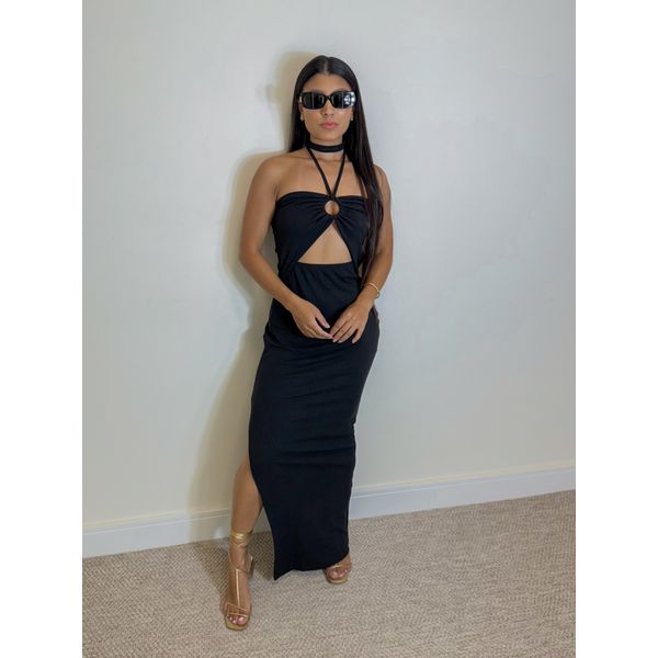 Vestido Canelado Cintia Preto