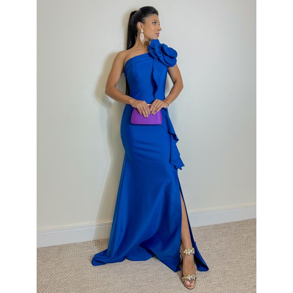 Vestido Festa Flor Azul