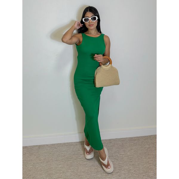 Vestido Canelado Havana Verde